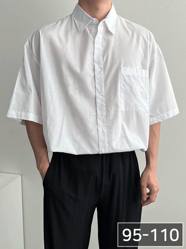 위트 오버핏 반팔 셔츠(5color)