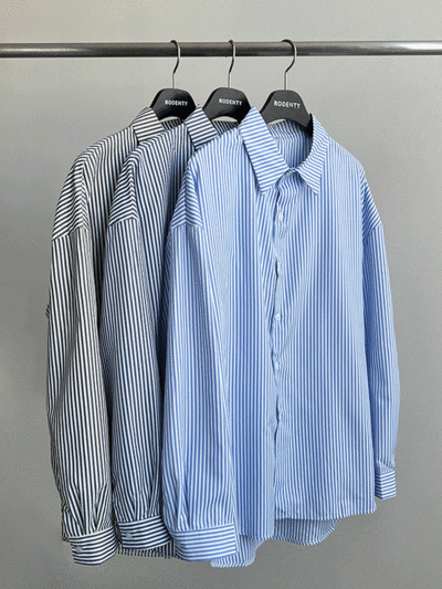 (1+1 sale)오버핏 스트라이프 셔츠(3color)
