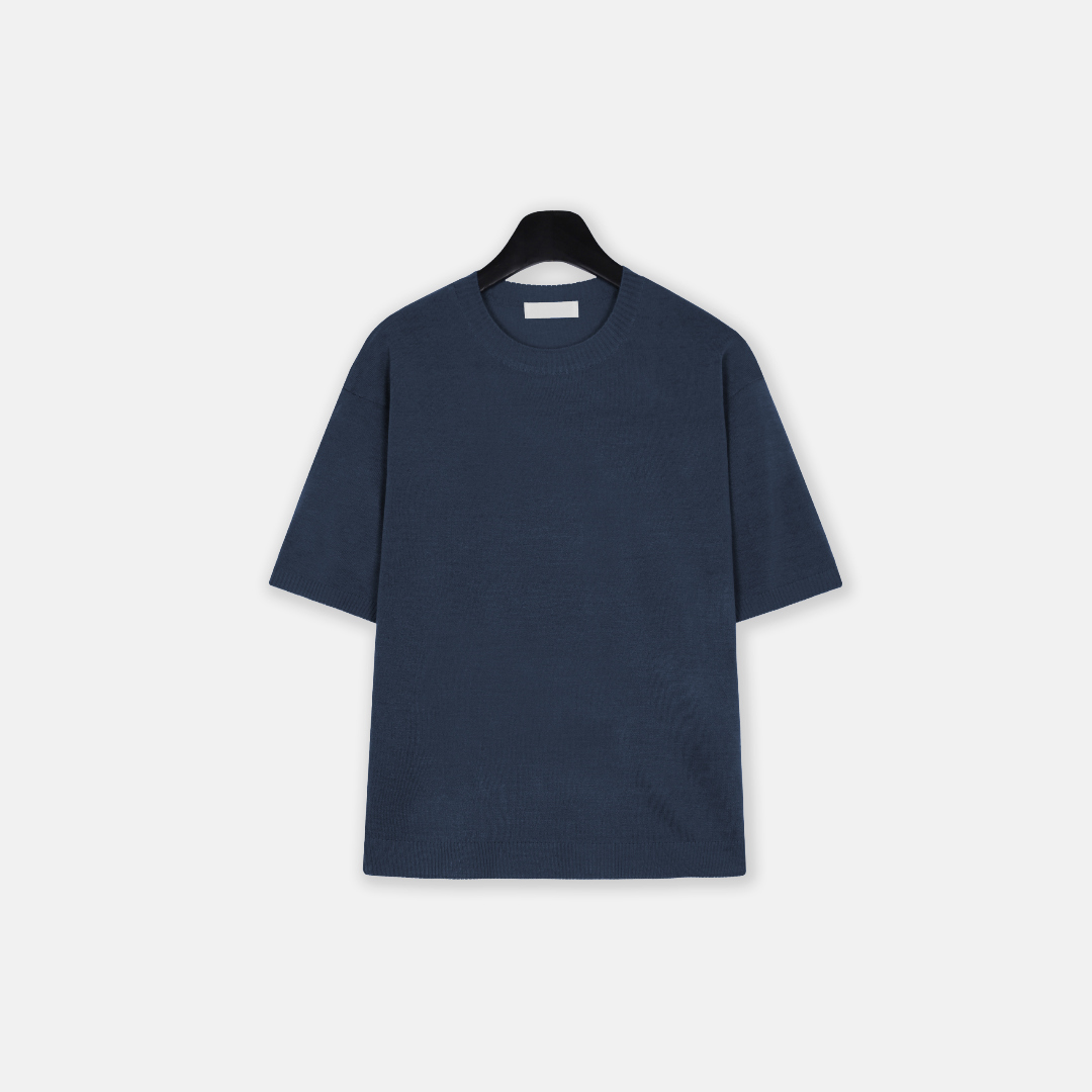반팔 티셔츠 네이비블루 색상 이미지-S1L43